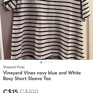 Vineyard Vines Navy Blue and White Striped Tee